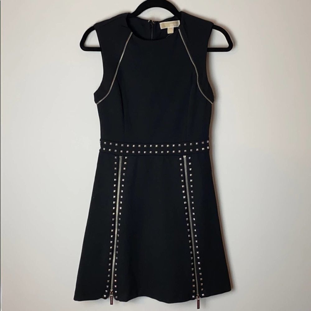 Michael Kors Studded Zipper-Trim Dress Black Small - Picture 3 of 10